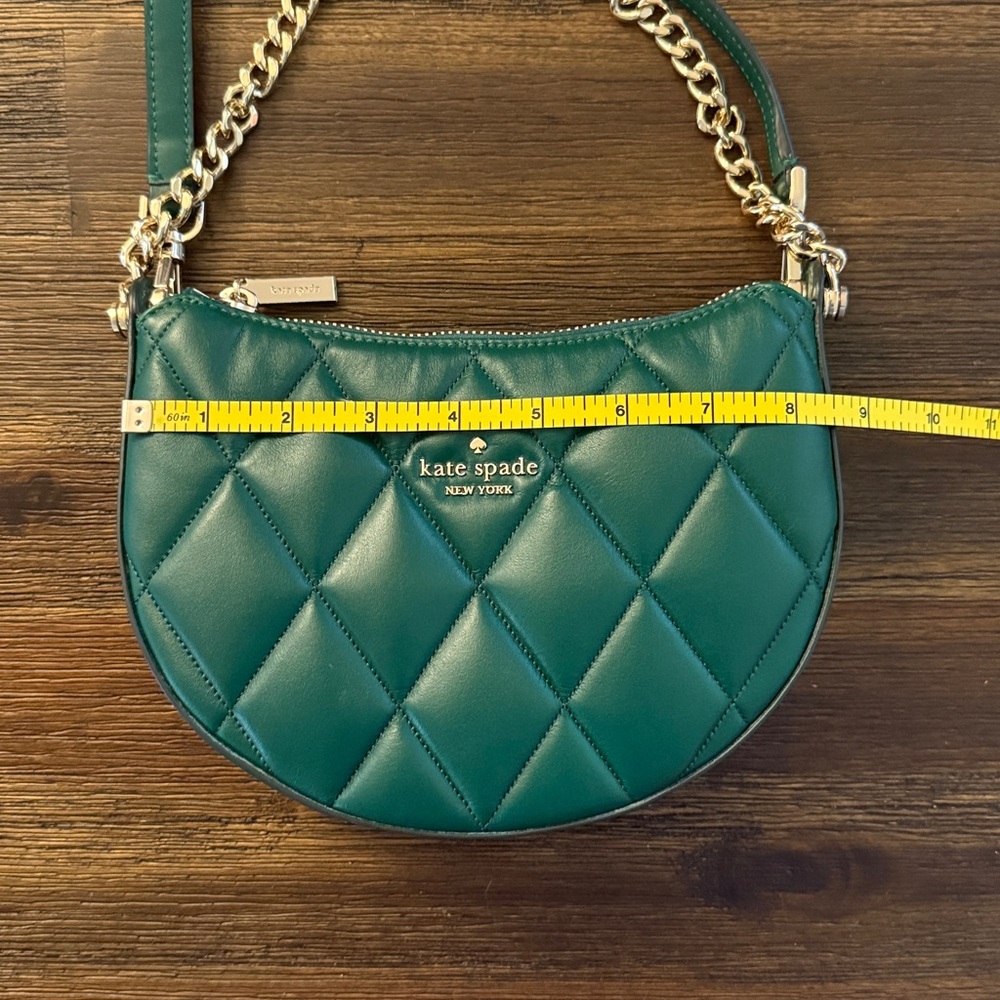 Kate Spade Carey Green Smooth Quilted Leather Zip Top Crossbody Bag NWOT - Picture 10 of 13